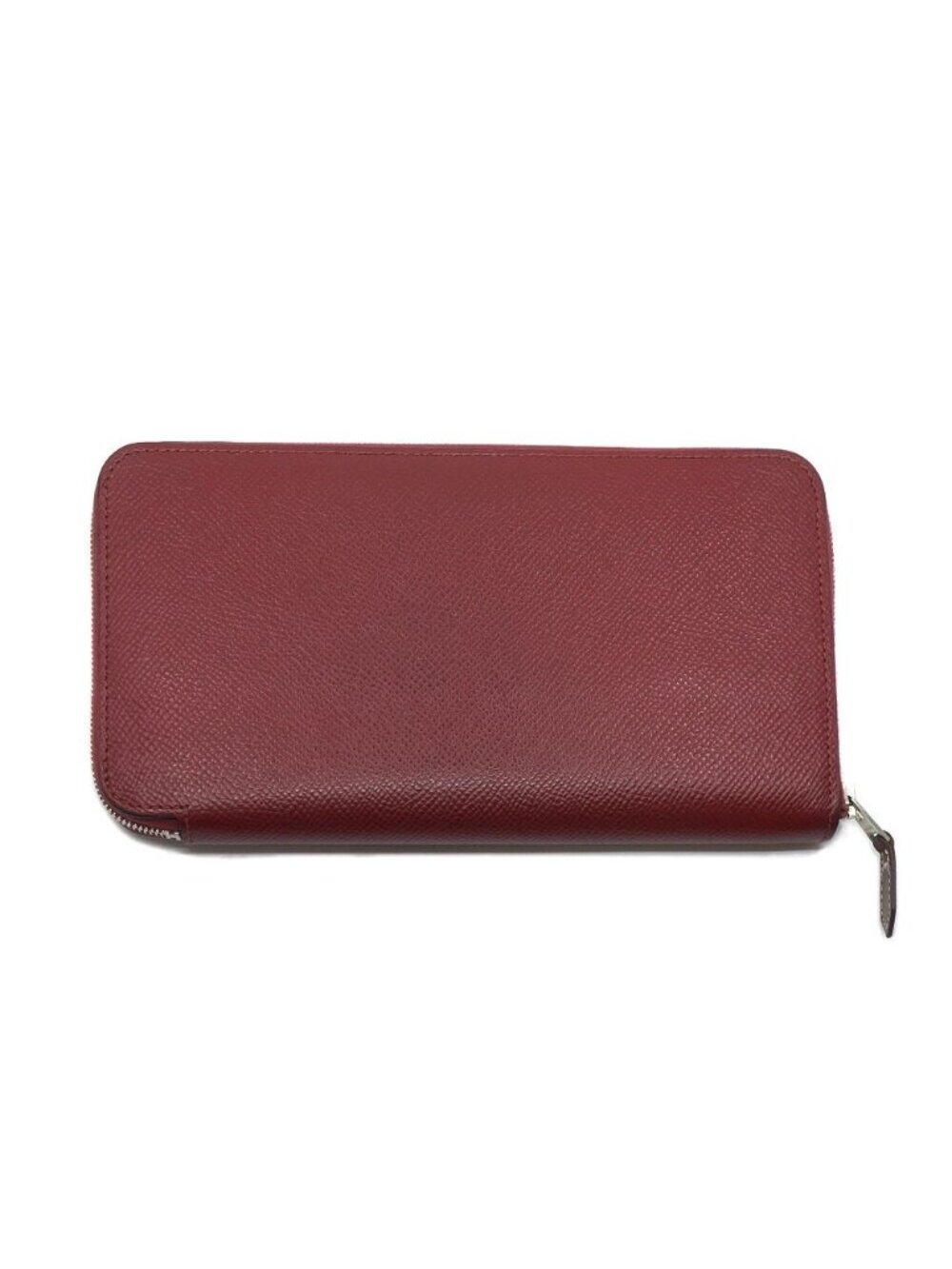 Hermes Azap Long Silk'in Bordeaux Red Silver Wallet